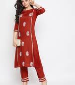 Maroon embroidered rayon salwar