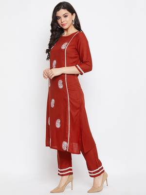 Maroon embroidered rayon salwar 2