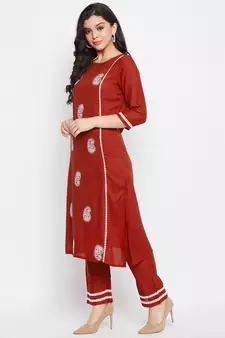 Maroon embroidered rayon salwar