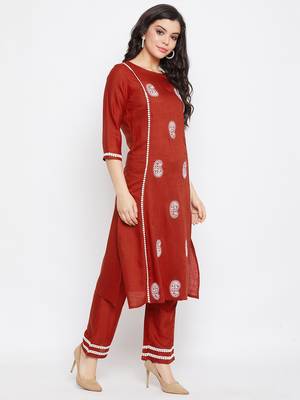 Maroon embroidered rayon salwar 3