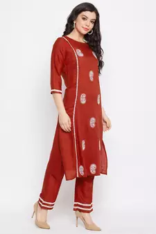 Maroon embroidered rayon salwar