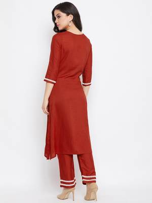 Maroon embroidered rayon salwar 4