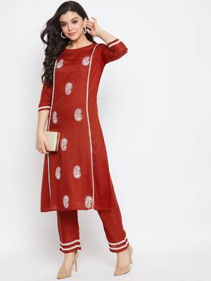 Maroon embroidered rayon salwar 5