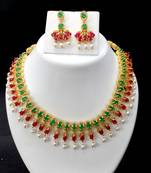 Multicolor Designer Indian Jewellery Copper Gold Plated Necklace Set for Women