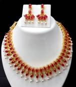 Red Indian Jewellery Copper Gold Plated Necklace Set for Women