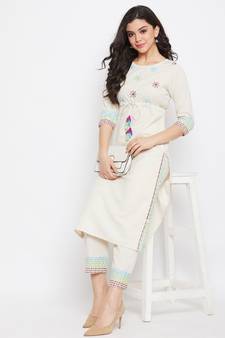 off white embroidered cotton salwar
