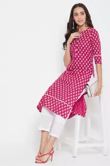 Pink printed cotton salwar