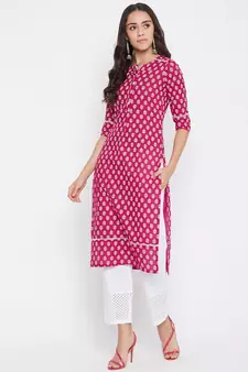Pink printed cotton salwar