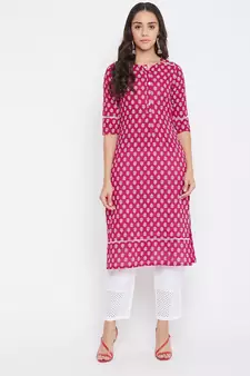 Pink printed cotton salwar