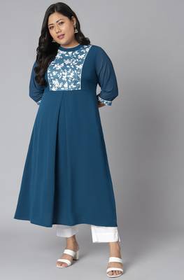 XL LOVE by Janasya Teal printed crepe kurtas-and-kurtis
 1