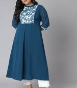 XL LOVE by Janasya Teal printed crepe kurtas-and-kurtis
