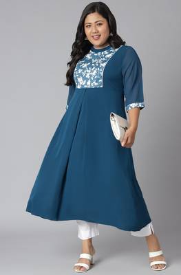 XL LOVE by Janasya Teal printed crepe kurtas-and-kurtis
 2