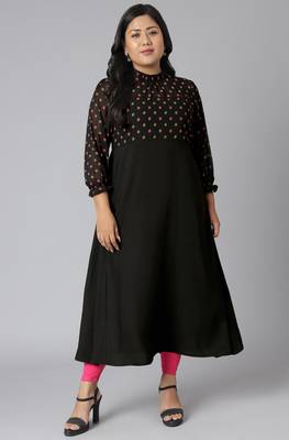 XL LOVE by Janasya Black printed crepe kurtas-and-kurtis
 2