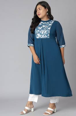 XL LOVE by Janasya Teal printed crepe kurtas-and-kurtis
 3