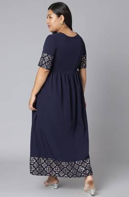 XL LOVE by Janasya Dark-blue printed crepe kurtas-and-kurtis
 5