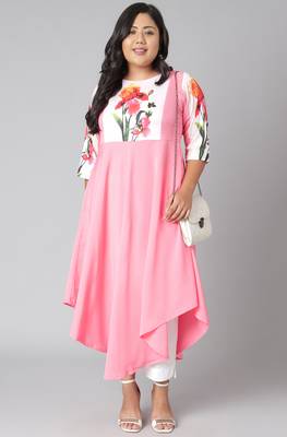 XL LOVE by Janasya Pink printed crepe kurtas-and-kurtis
 1