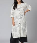 XL LOVE by Janasya Off-white printed cotton kurtas-and-kurtis
