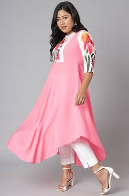XL LOVE by Janasya Pink printed crepe kurtas-and-kurtis
 3