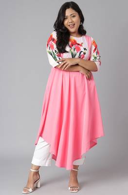 XL LOVE by Janasya Pink printed crepe kurtas-and-kurtis
 4