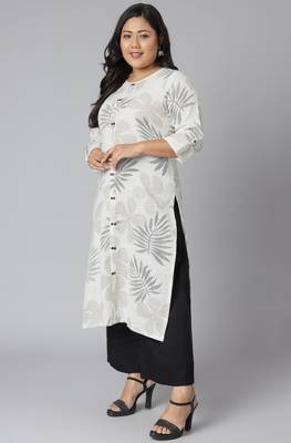 XL LOVE by Janasya Off-white printed cotton kurtas-and-kurtis
 3