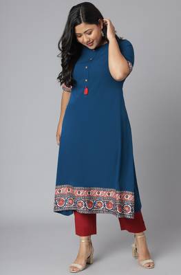 XL LOVE by Janasya Teal plain crepe kurtas-and-kurtis
 3