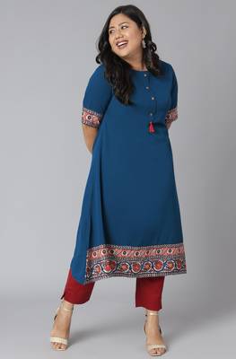 XL LOVE by Janasya Teal plain crepe kurtas-and-kurtis
 4