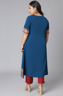 XL LOVE by Janasya Teal plain crepe kurtas-and-kurtis
 5
