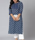 Blue printed cotton kurtas-and-kurtis
