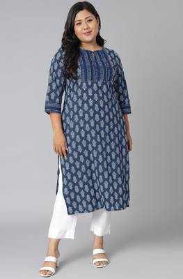 XL LOVE by Janasya Blue printed cotton kurtas-and-kurtis
 2