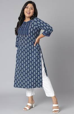 XL LOVE by Janasya Blue printed cotton kurtas-and-kurtis
 3