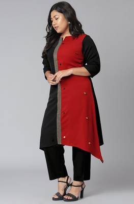 XL LOVE by Janasya Black plain crepe kurtas-and-kurtis
 3