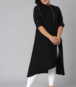 XL LOVE by Janasya Black plain crepe kurtas-and-kurtis
