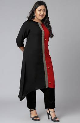 XL LOVE by Janasya Black plain crepe kurtas-and-kurtis
 4