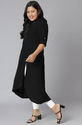 XL LOVE by Janasya Black plain crepe kurtas-and-kurtis
 3