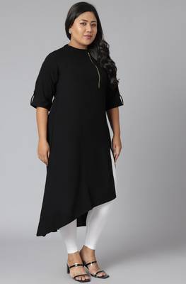 XL LOVE by Janasya Black plain crepe kurtas-and-kurtis
 4