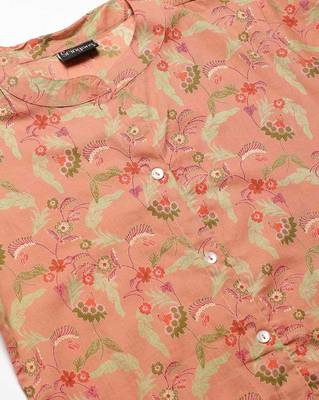 Peach printed cotton ethnic-kurtis 4
