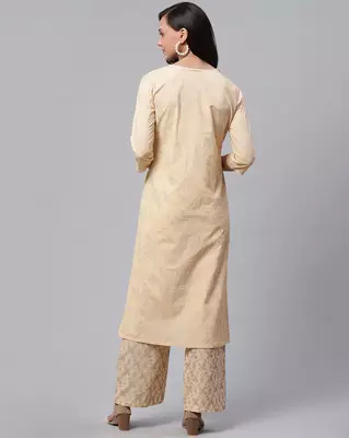 Peach printed cotton ethnic-kurtis 3