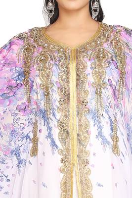 Royal Blue Dubai Kaftan Women Dress Moroccan Abaya Fancy Kaftans Farasha Georgette  2