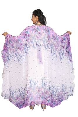 Royal Blue Dubai Kaftan Women Dress Moroccan Abaya Fancy Kaftans Farasha Georgette  4