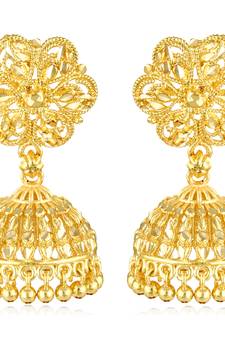 Twinkling Bejeweled bollywood Screw back alloy Gold Plated Jhumki Earring  VFJ1462ERG
