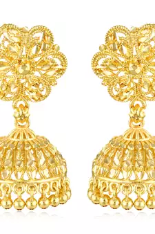 Twinkling Bejeweled bollywood Screw back alloy Gold Plated Jhumki Earring  VFJ1462ERG