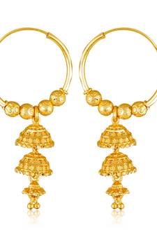 Traditional wear Wedding and Party wear South Screw back alloy Gold Plated Jhumki Earring  VFJ1457ERG
