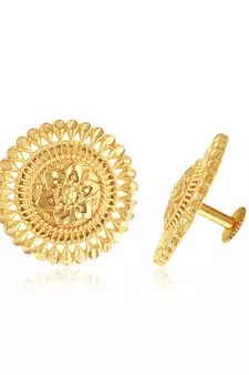 Mini Shimmering Beautiful Gold Plated Clip on Bucketbasket Chand Bali and   earring Combo