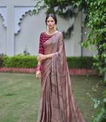 Multicolor printed chiffon saree with blouse