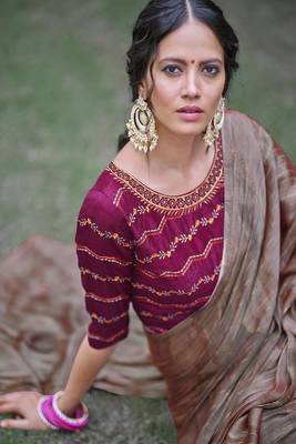 Multicolor printed chiffon saree with blouse 2