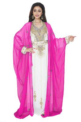 Pink Embrodered Kaftan With Jacket 1