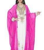 Pink Embrodered Kaftan With Jacket