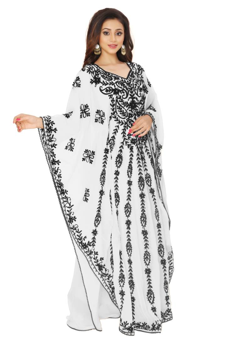 White Hand Embroidered Farasha