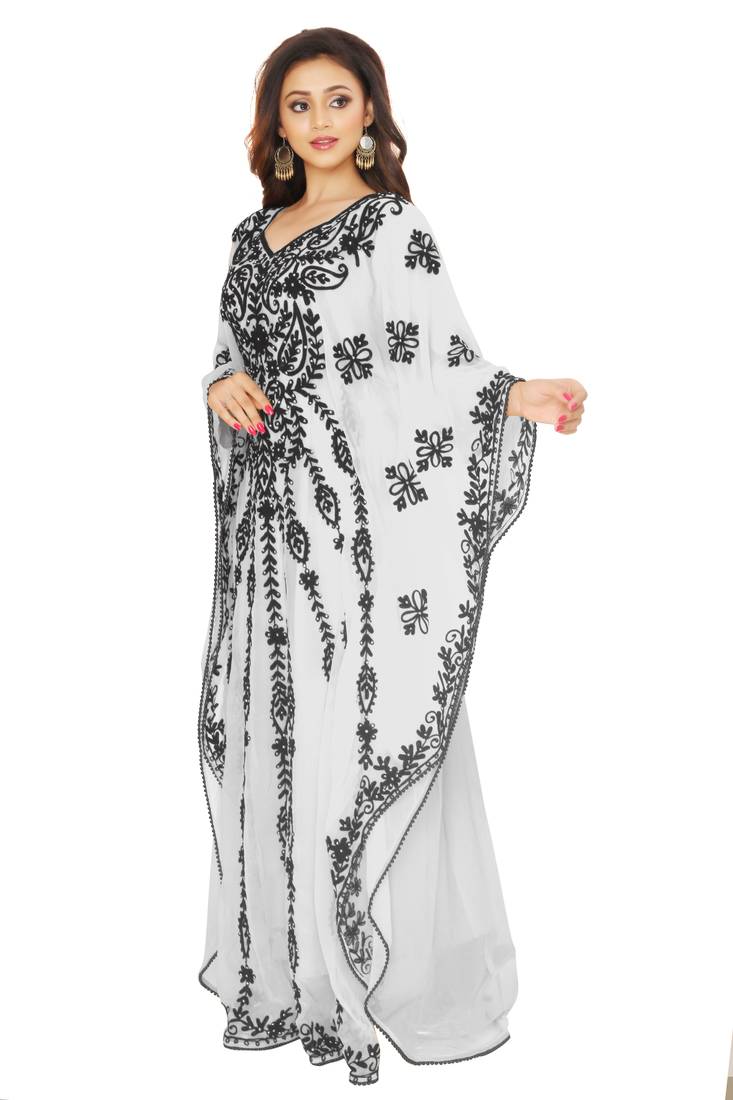 White Hand Embroidered Farasha