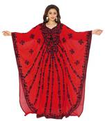 Dark Red Aari And Embroidered Farasha